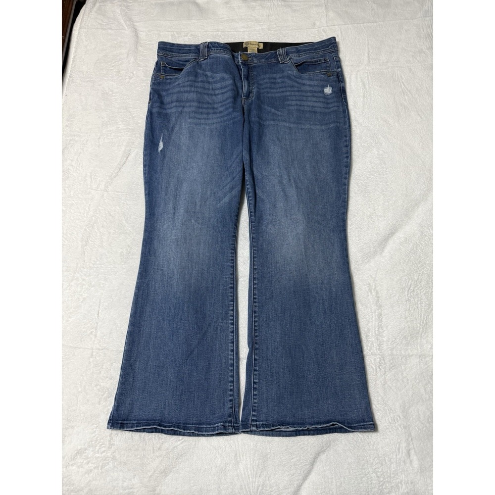 Democracy Jeans Womens 22W Denim Blue Distressed Flare Medium Wash‎ 44x30